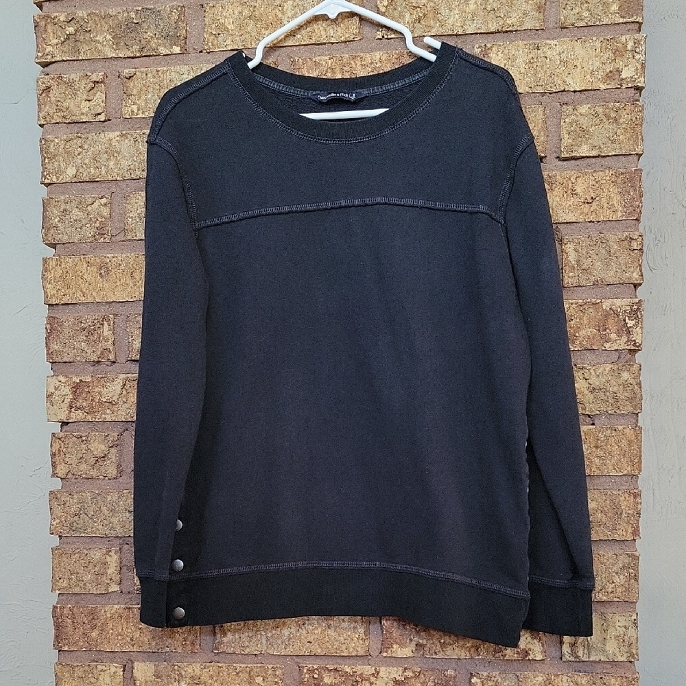 Abercrombie & Fitch Black Crew Neck Sweater with Button Detail Size Small
